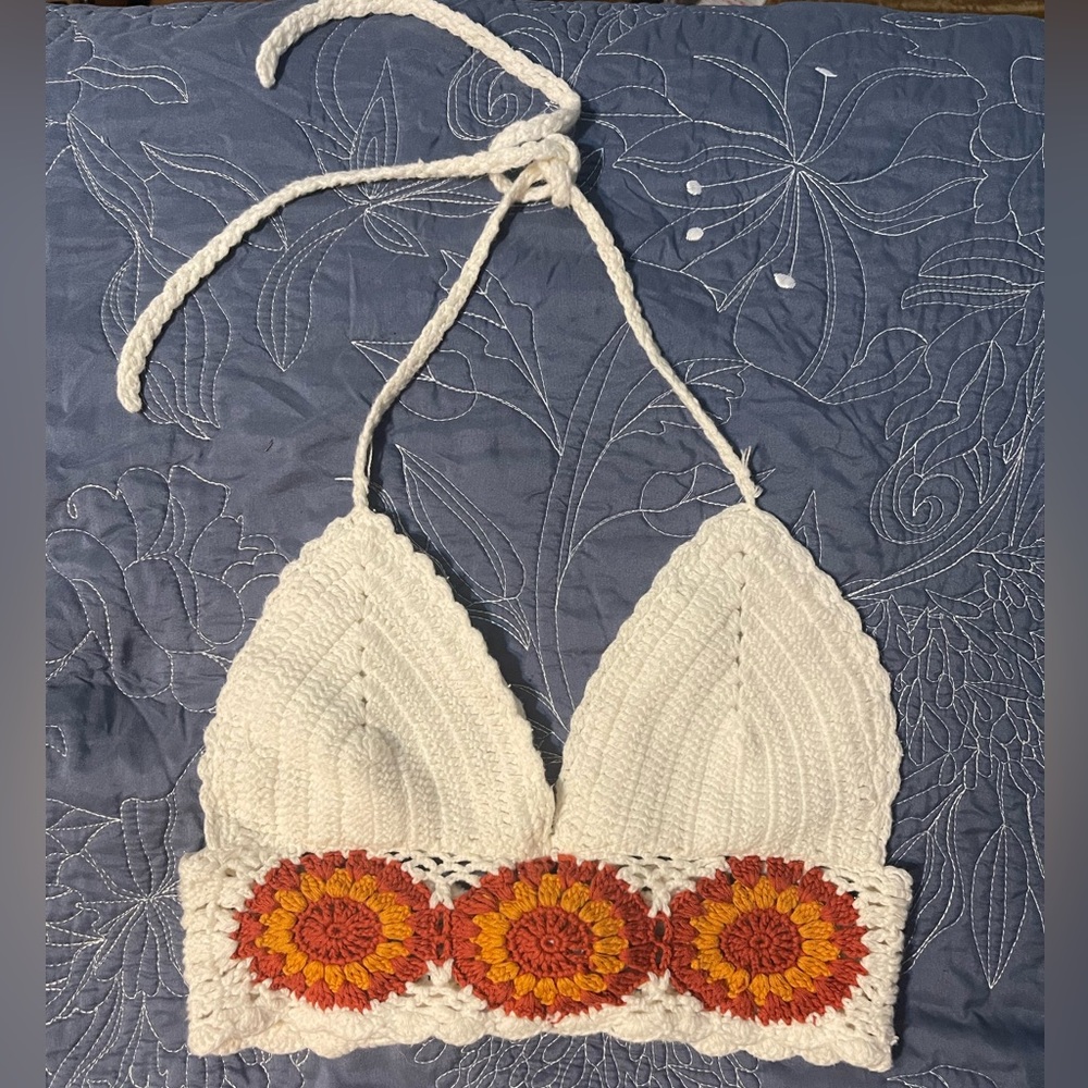 White Bohemian Crochet Halter Top